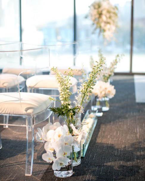 Sleek Cute White Green Flower Wedding Bouquet Aisle Decor Ideas