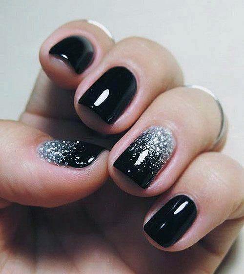 Sleek Elegant Black And Silver Sparkly Nail Inspiration For Girls