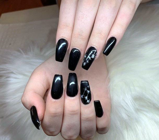 Sleek Flashy Black Gel White Design Cute Inspiration For Women