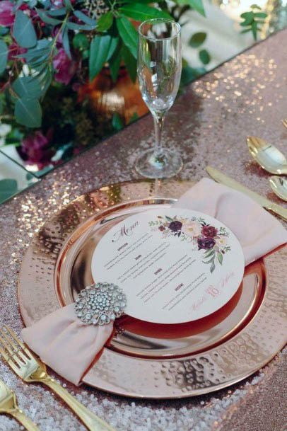 Sleek Polished Rose Gold Wedding Table Decor Inspiration Ideas