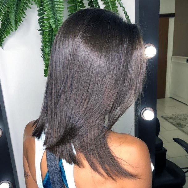 Sleek Straight Lob For Women Brown Hair