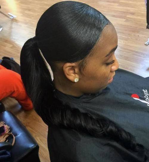 Sleek Twisted Ponytail Hairstyle For Black Women