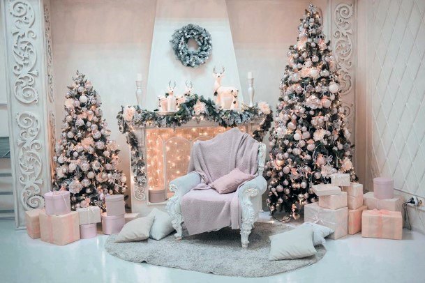 Sleek White Christmas Wedding Inspiration Gorgeous Trees Design