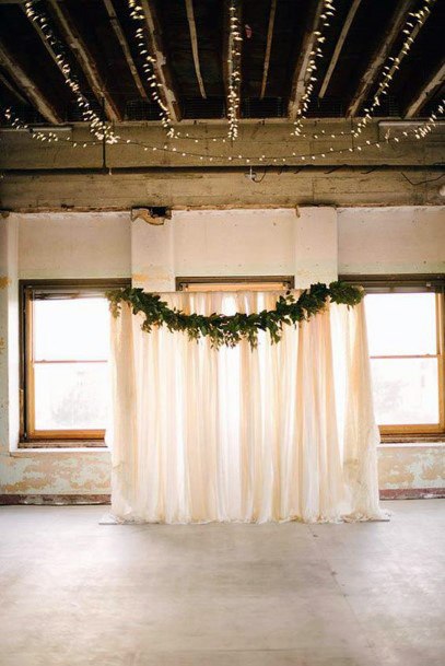 Sleek White Curtain Backdrop Wedding Inspiration Ideas