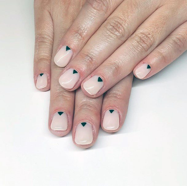 Sleek White Cute Little Cutical Triangle Nail Ideas For Women