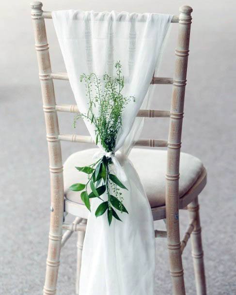 Sleek White Sheer Curtain Greenery Floral Wedding Chair Decorations