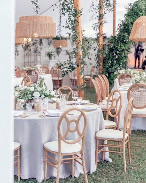 Sleek White Wedding Reception Greenery Floral Decoration Ideas