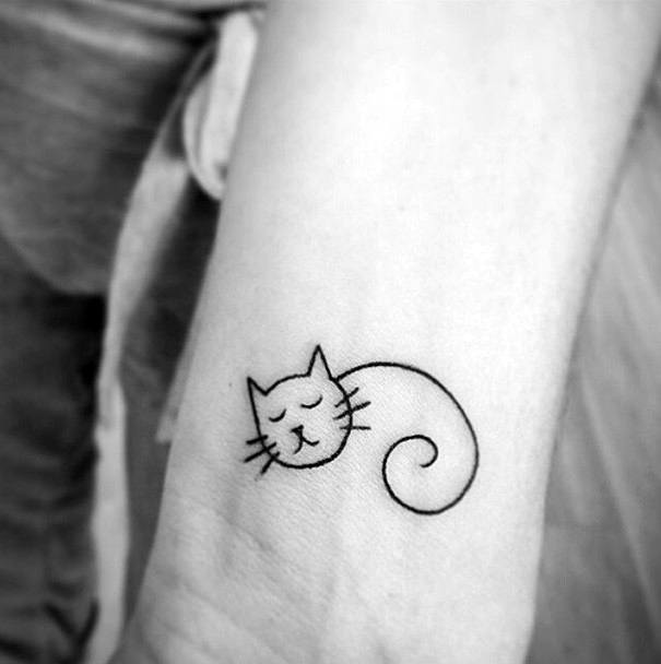 Sleeping Cat Tattoo For Women