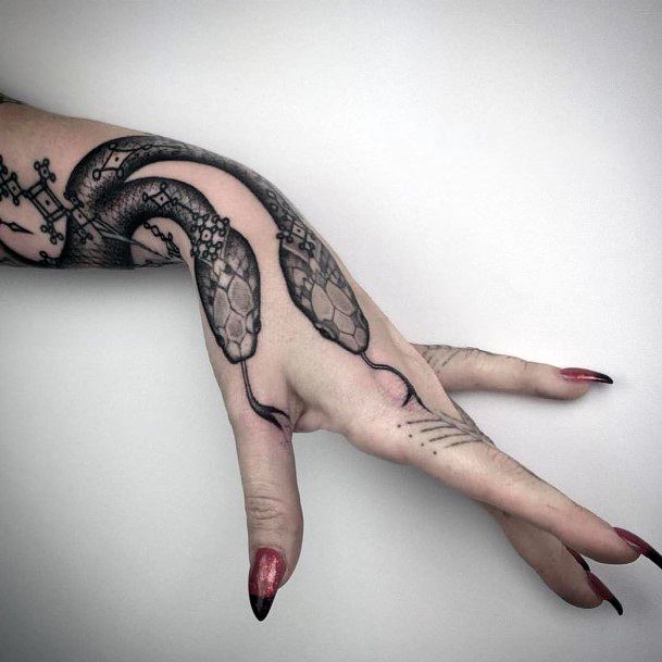 Sly Snake Womens Hands Tattoo