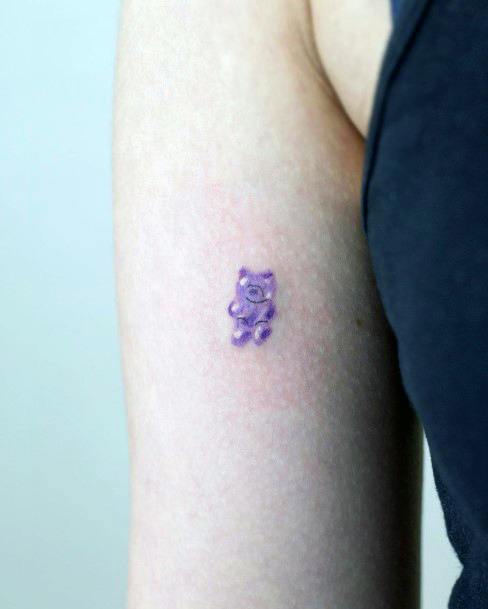 Small Amethyst Bear Tattoo For Women Arms