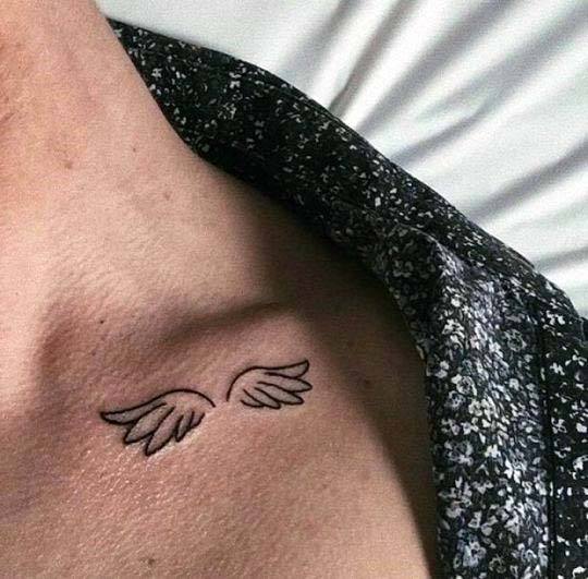 Small Angel Wings Tattoo Womens Shoulder