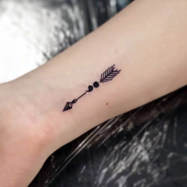 Small Arrow With Semi Colon Womens Forearms