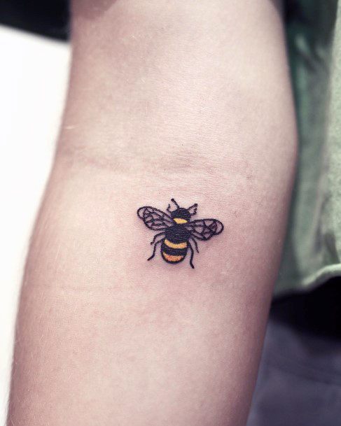 Small Bee Tattoo For Women Inner Elbows