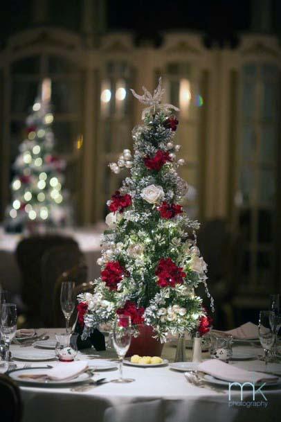 Small Christmas Tree On Dining Table Wedding Decor