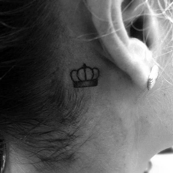 Small Crown Tattoo Womens Ears