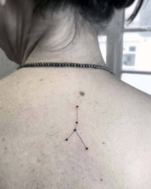 Small Cute Constellation Tattoo Womens Back