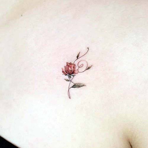 Small Cute Red Rose Tattoo Women