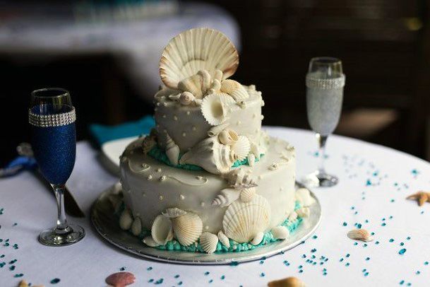 Small Endearing Beach Wedding Cake Women