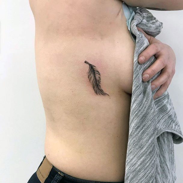 Small Feather Tattoo Womens Torso