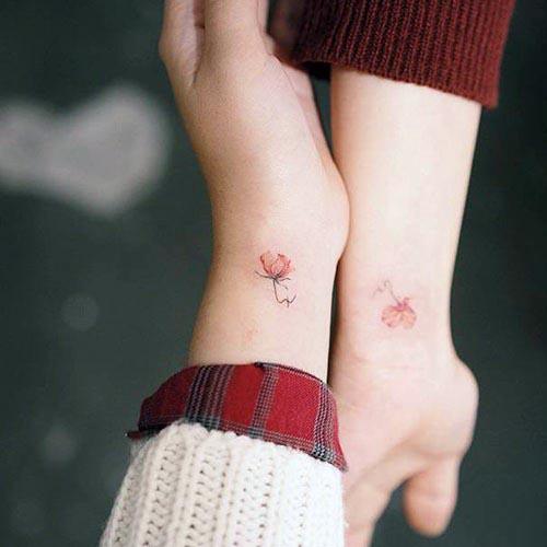 Small Flower Tattoo Mother Daughter Wrist