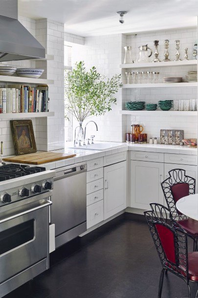 Small Kitchen Ideas Traditional Design With White Shelves