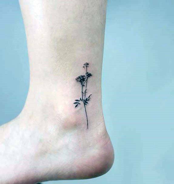 Small Plant Tattoo Womens Ankle