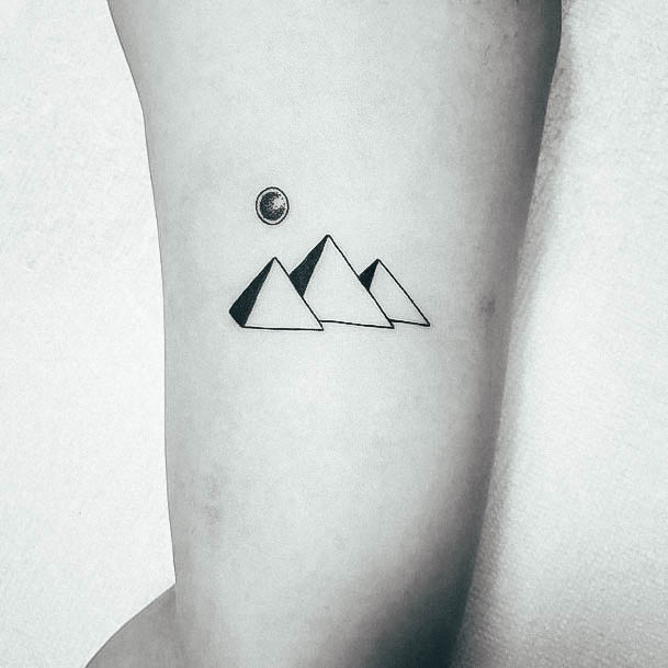 Small Pyramids Simple Egyptian Tattoo For Ladies