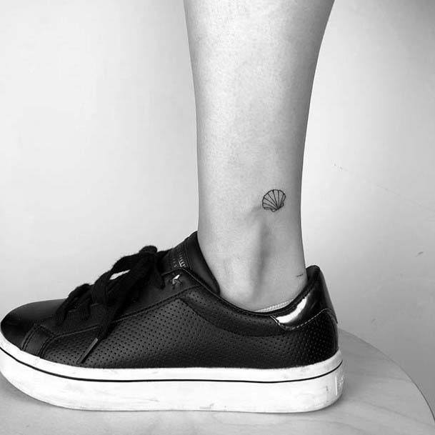 Small Shell Tattoo Womens Ankle