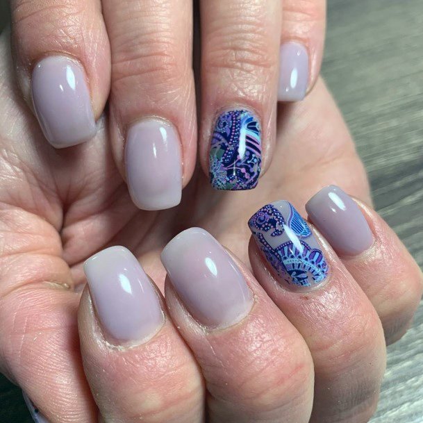 Small Square Light Purple Nails