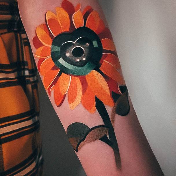 Small Sunflower Girls Tattoo Ideas