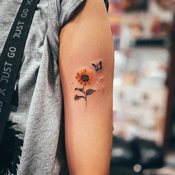 Small Sunflower Tattoo Feminine Designs