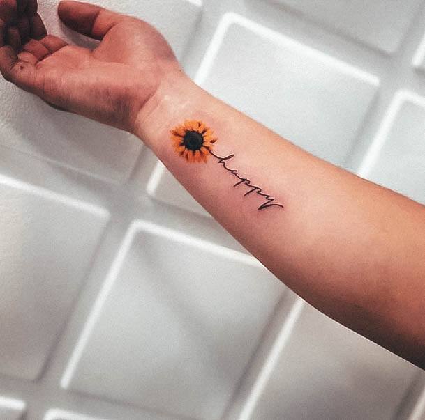 Small Sunflower Womens Tattoo Designs