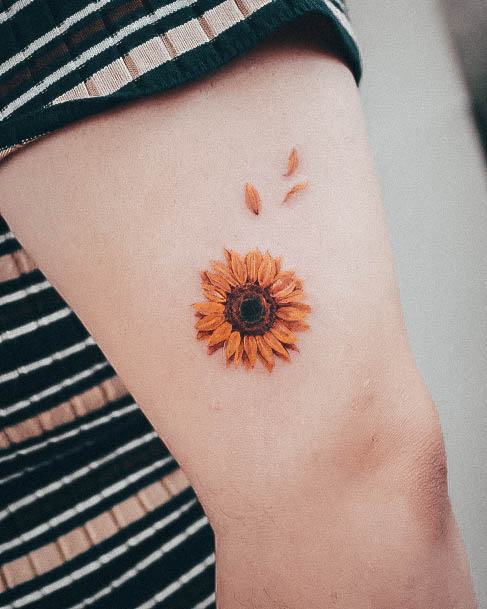 Small Sunflower Womens Tattoo Ideas