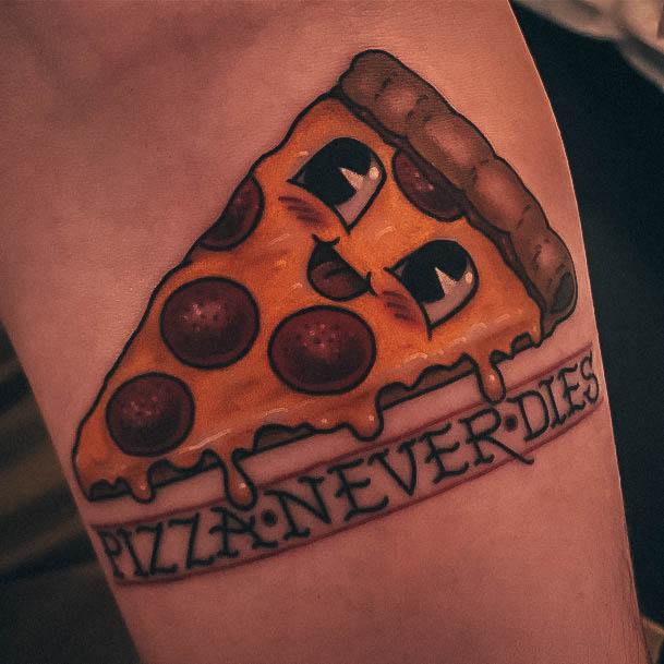 Smiley Face Pizza Never Dies Tattoo Ideas Womens Pizza Design