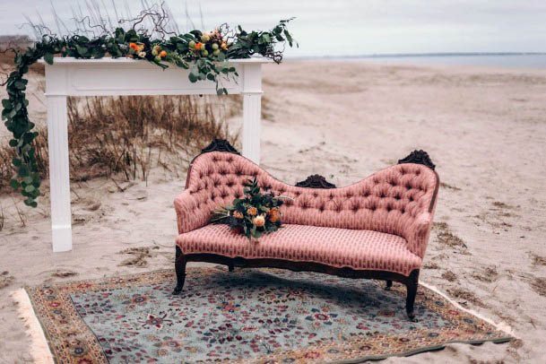 Smooth Beach Wedding Flowers And Sofa