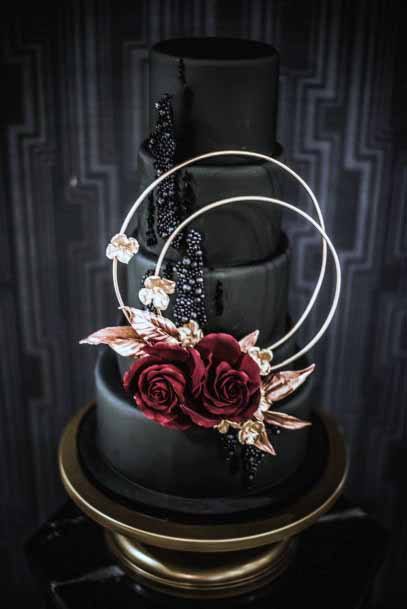 Smooth Black Cake Gothic Wedding Decor