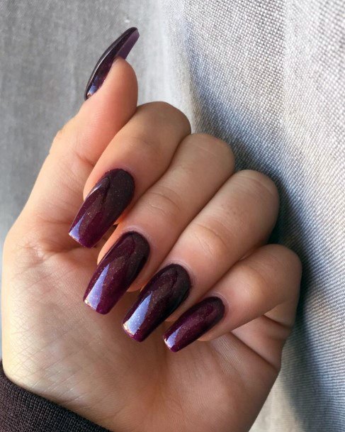 Smooth Dark Purple Nails Women