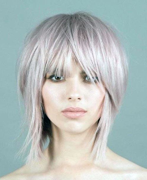 Smooth Fringed Dyed Hairstyle Women