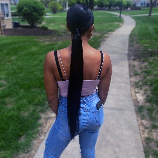 Smooth Ponytail Hairstyles For Black Women Long