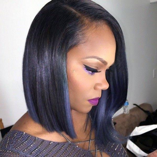 Smooth Side Part Straight Bob Hairstyles For Black Women