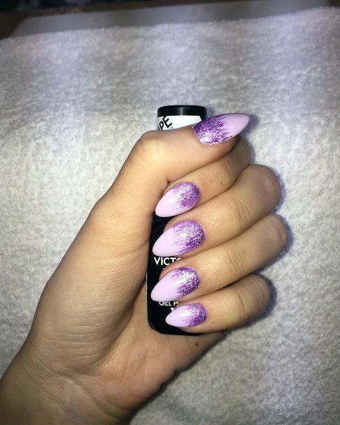 Smudged Glitter Light Purple Nails