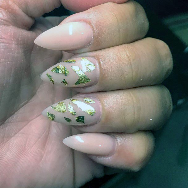 Smudged Gold On Nude Nails Fall Designs