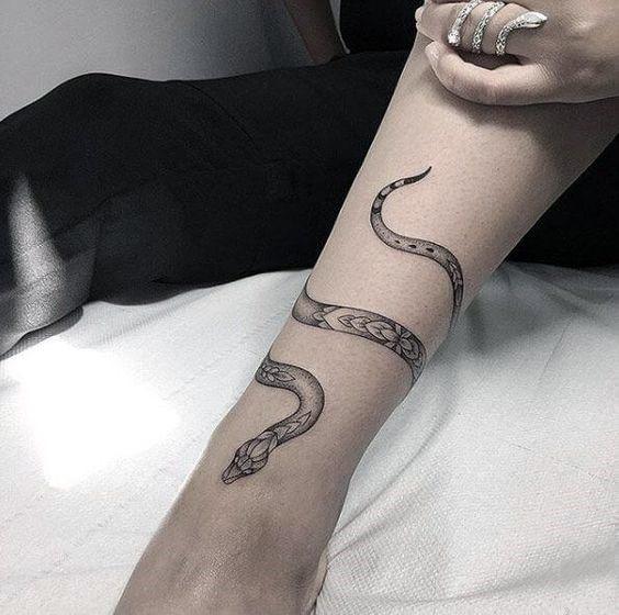Snake Band Tattoo Womens Hands