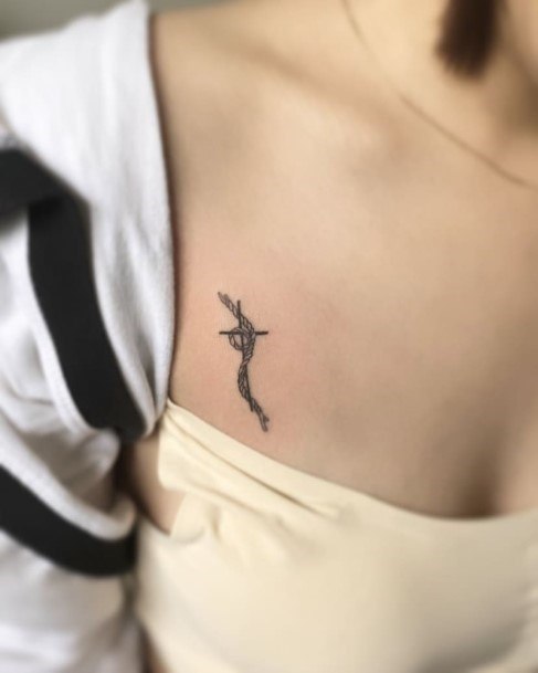 Snake On A Cross Tattoo Womens Hips