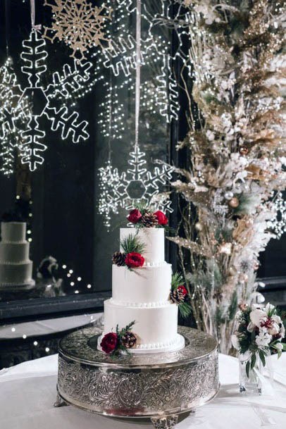 Snow Flakes And Winter Wedding Flowers