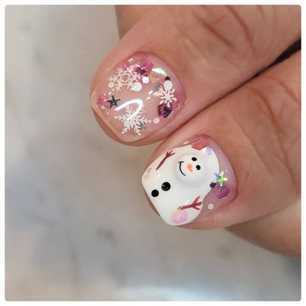 Snowman Nail Feminine Designs