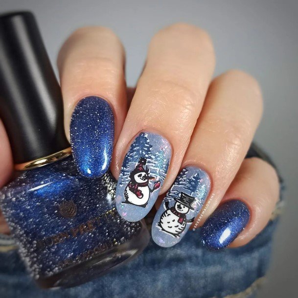 Snowman Womens Feminine Snowman Nails