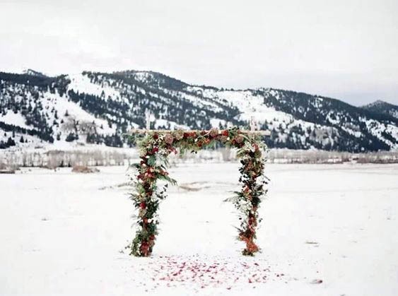 Snowy Wedding Arch Flowers