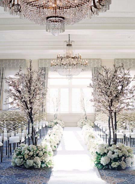 Snowy Wedding Tree Decor