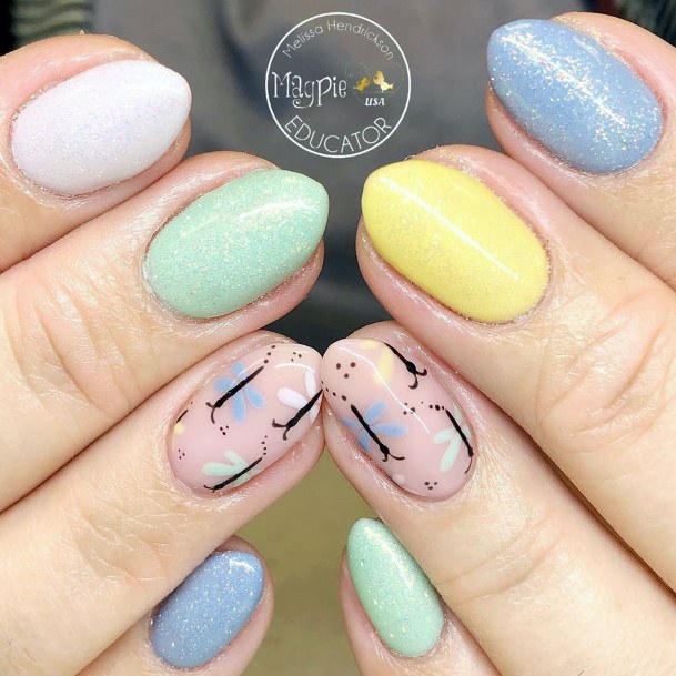 Soft Colorful May Nail Inspiration Purple Yellow Green Cute Design For Girls